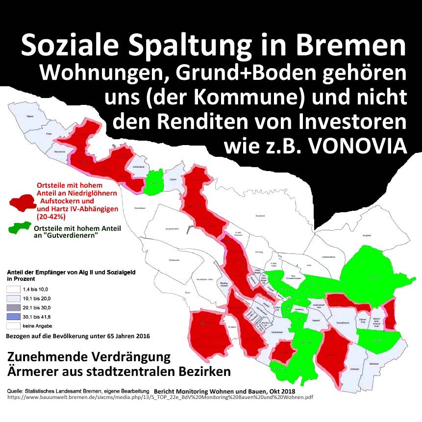 Spaltung der Stadt ALG IIempfnger Bremen 2016 nach Stadtteilen