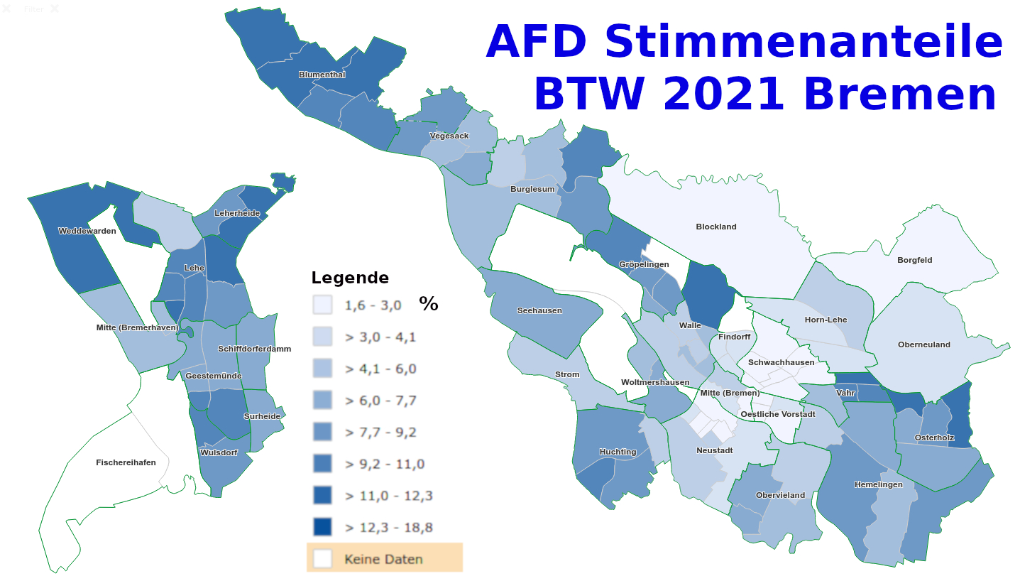 AFD Stimmenanteile BTW 2021 Bremen