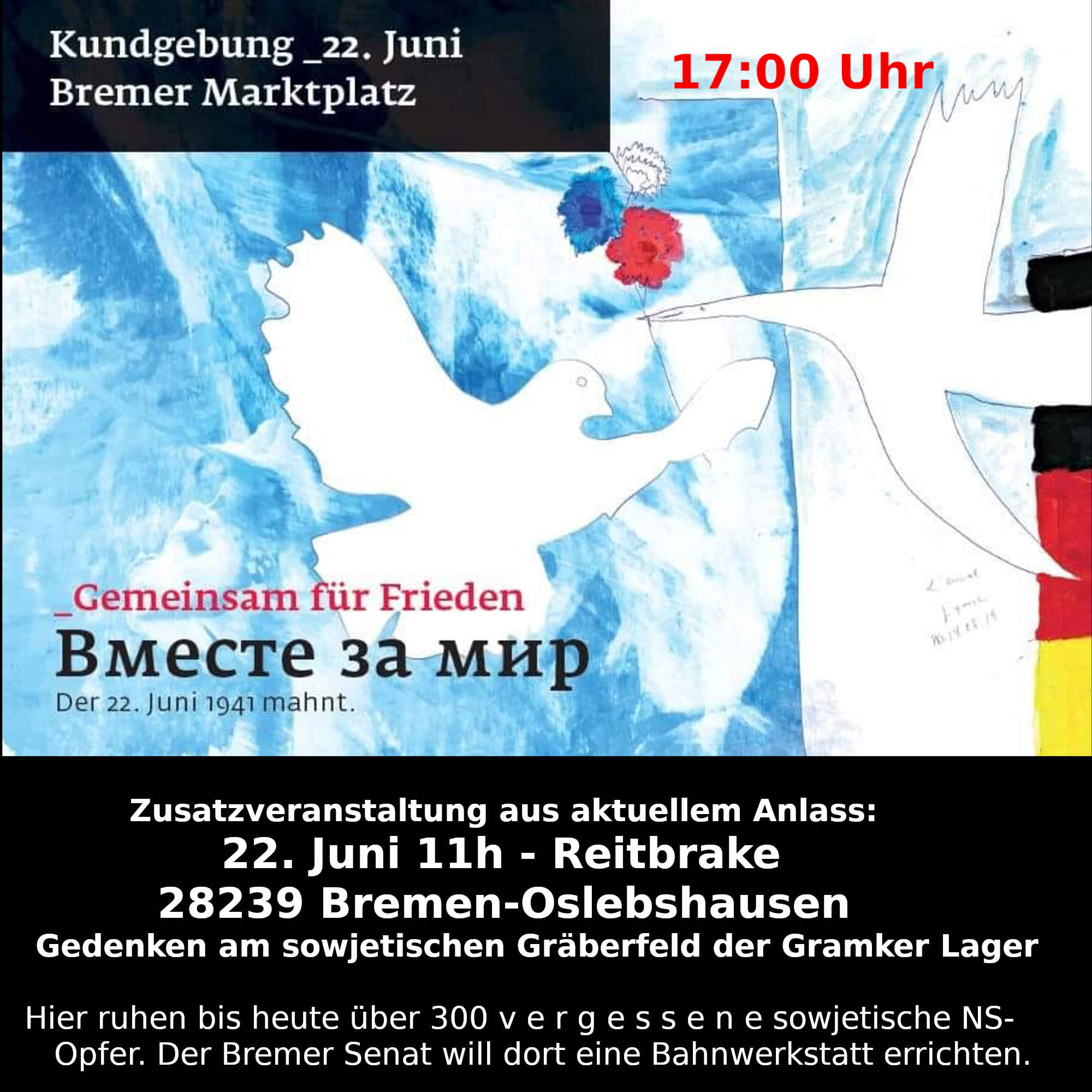 22.06. Marktplatz 17h und Reitbrake 11h 