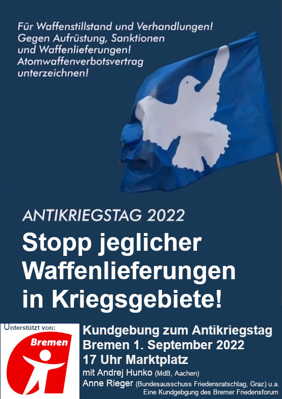 Aufstehen Antikriegstag Bremen 2022