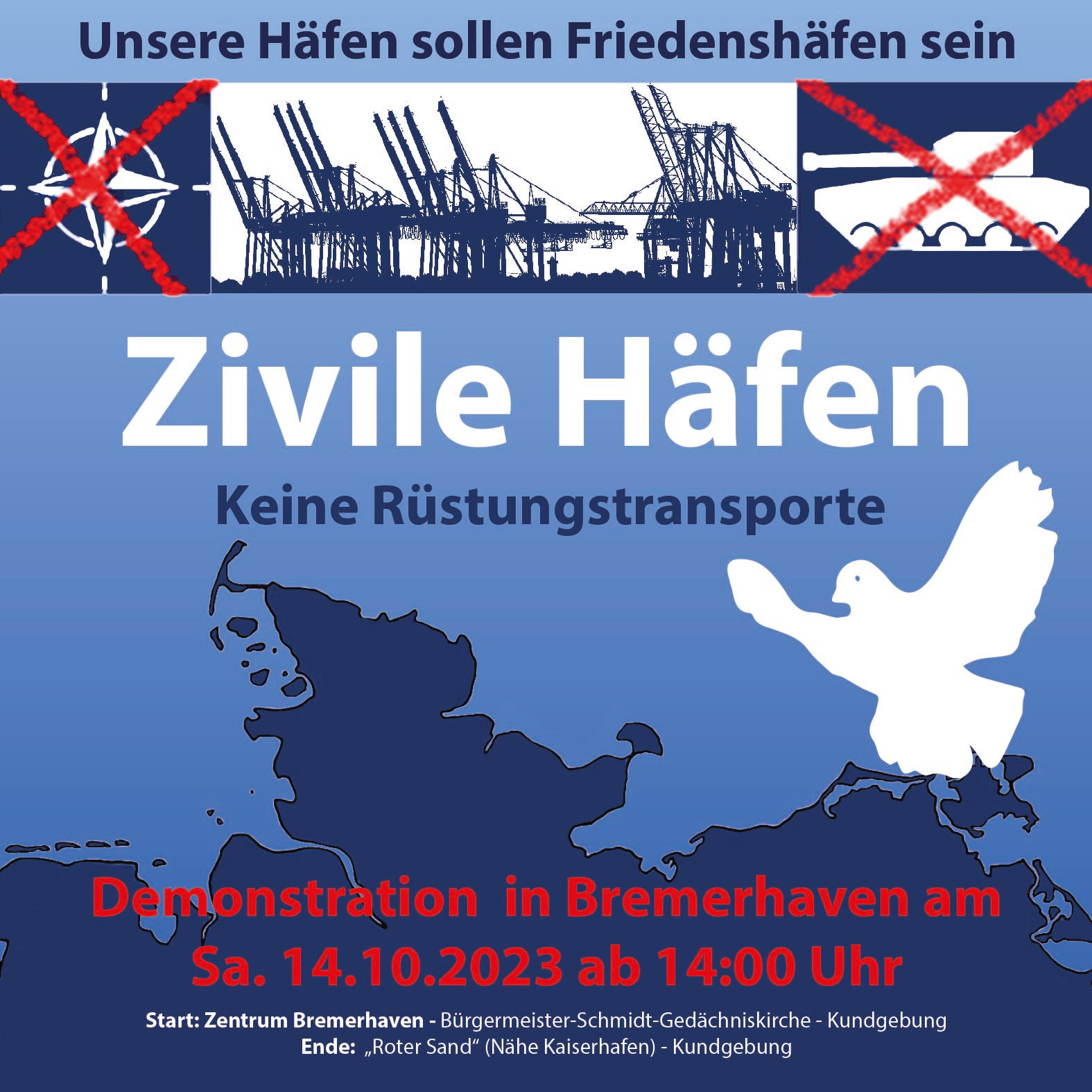 Demo Bremerhaven 14.10. FRIEDENSHAFEN sharepic