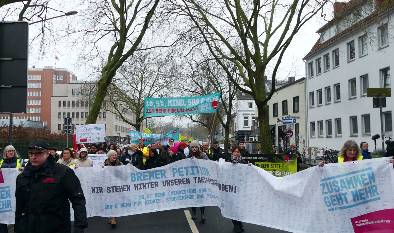 verdi demo Tarifkampf 14.2.2023 Bremen 