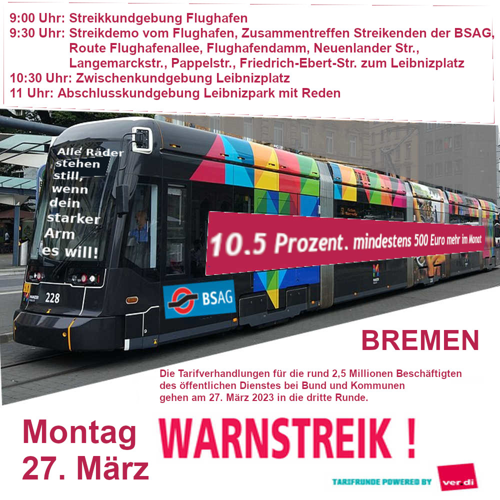 verdi warnstreik 27.03.2023