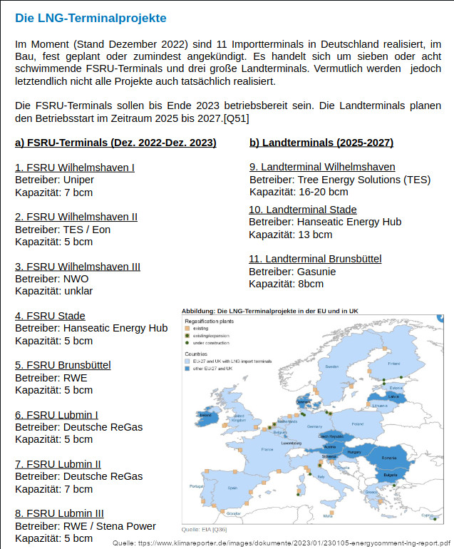 LNG Terminals in Norddeutschland und Europa